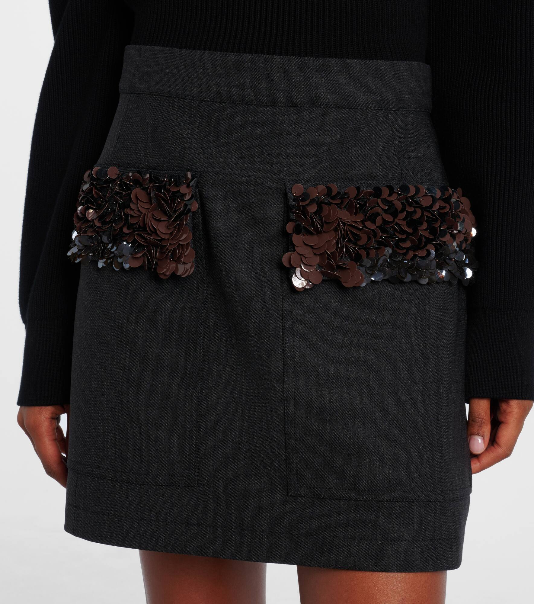Sequined wool-blend miniskirt - 4
