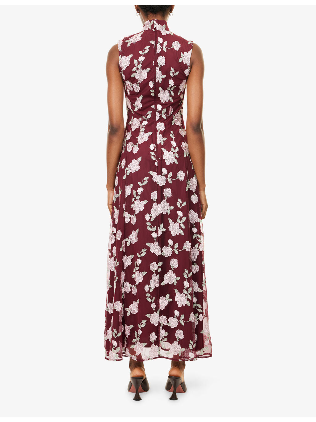 Asyna Floral-Embroidered Mesh Maxi Dress - 4