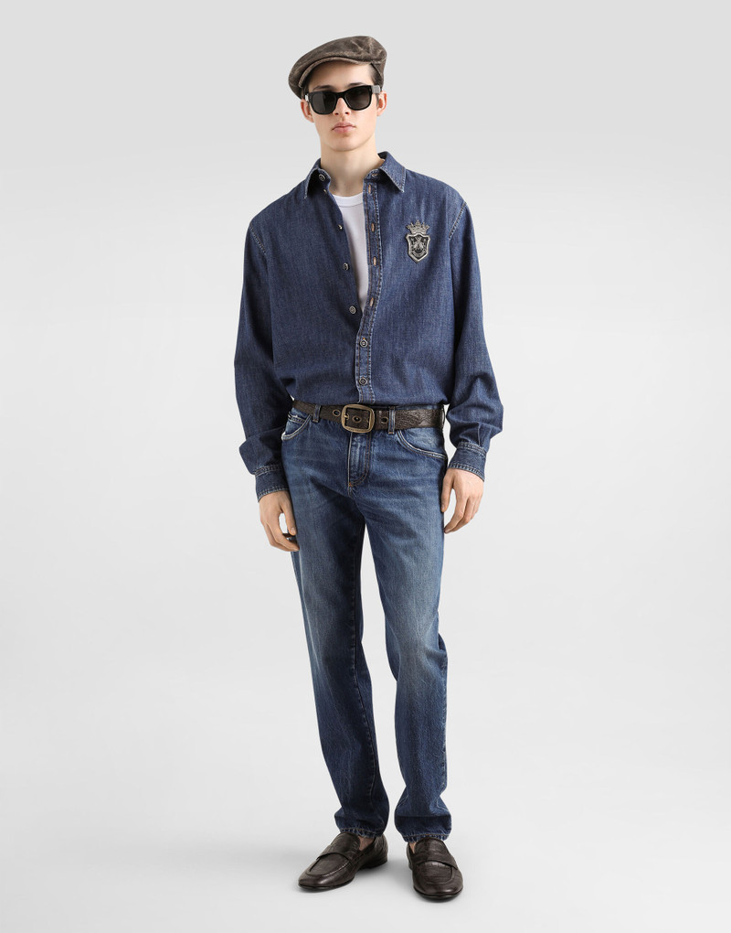Dolce & Gabbana Denim shirt with heraldic emblem outlook
