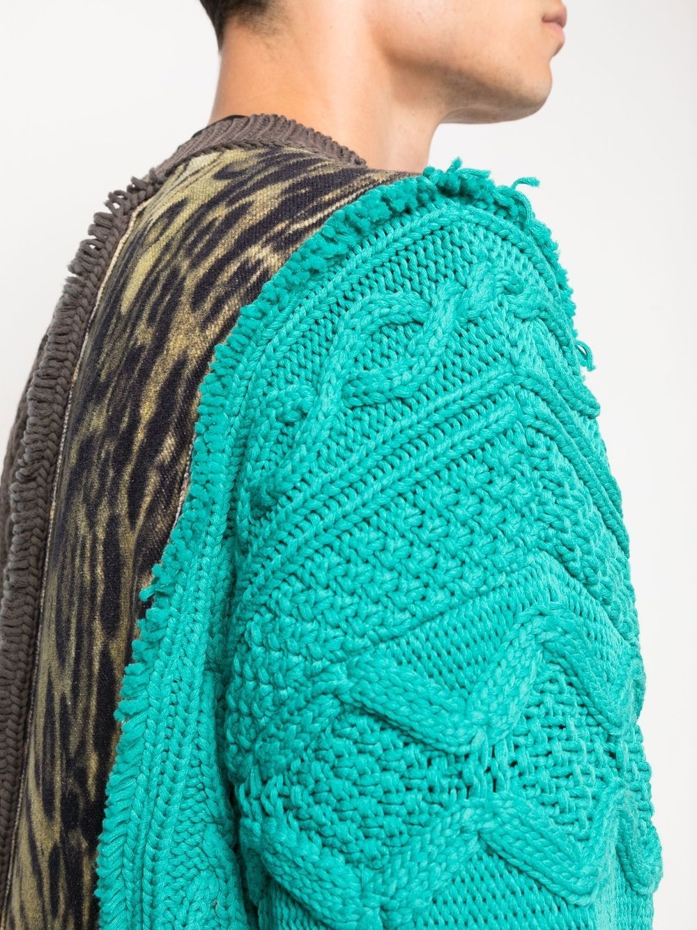 patchwork-detail crew neck jumper - 5