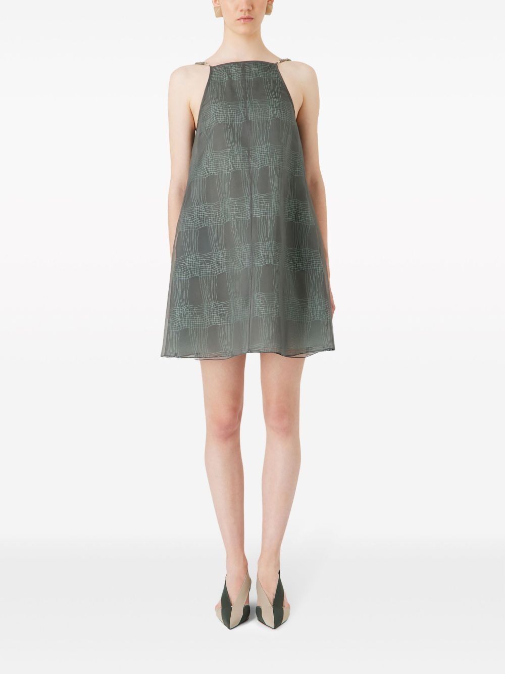 striped sheer-overlay minidress - 2