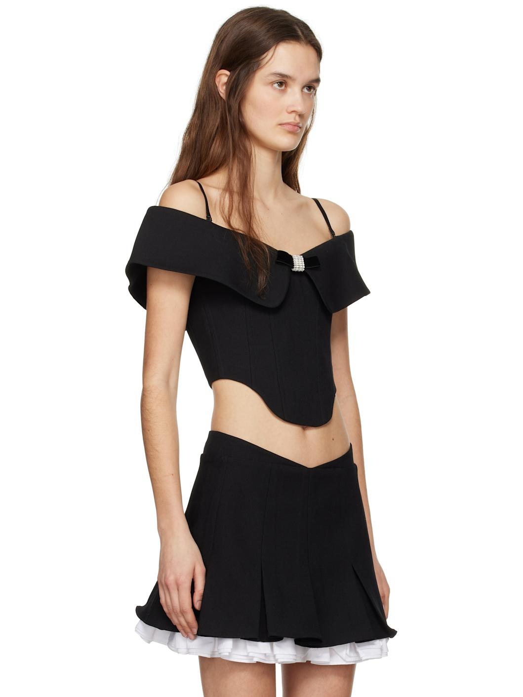 Black Off Shoulder Corset Top - 2