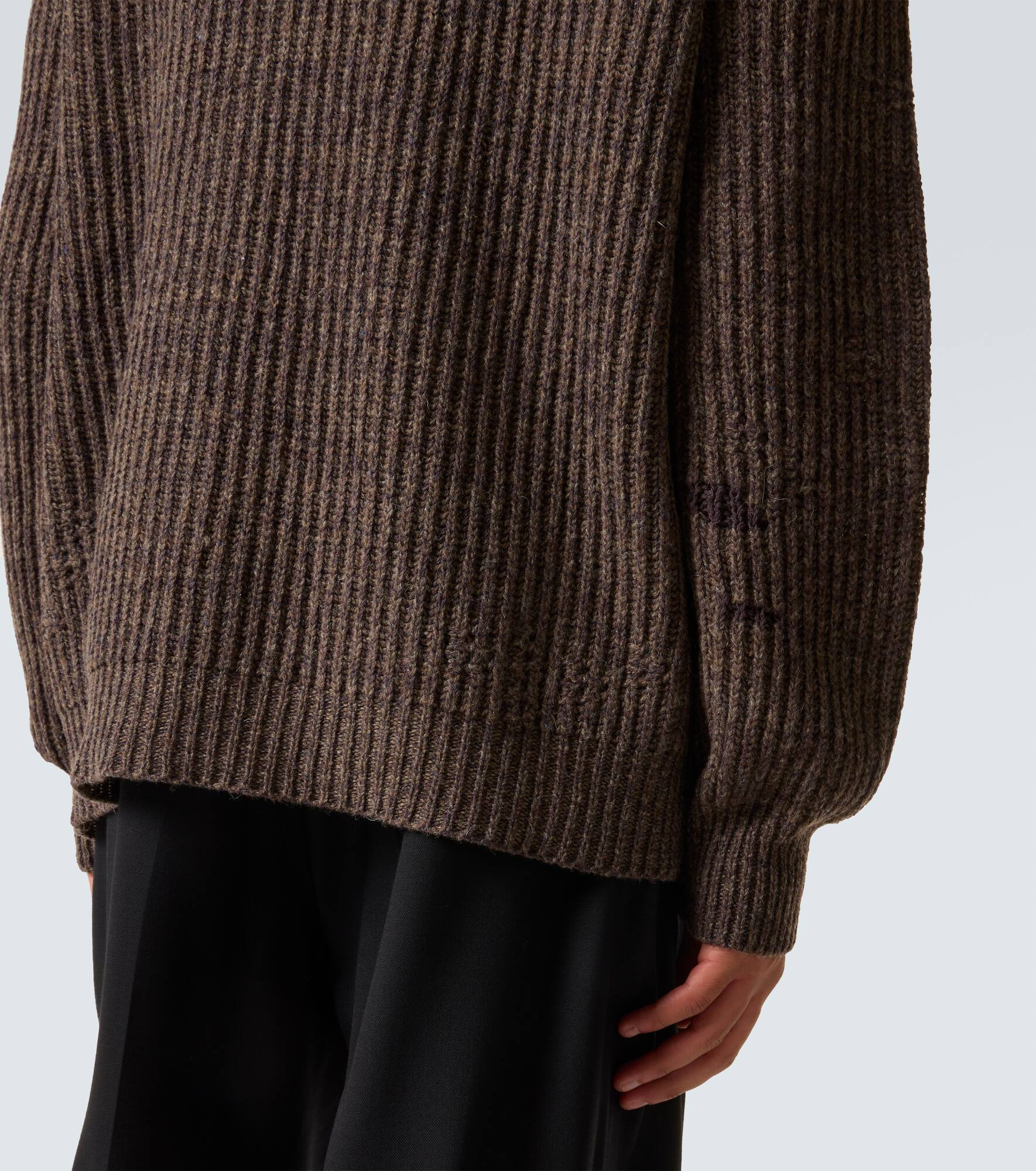 Wool and cotton half-zip sweater - 6