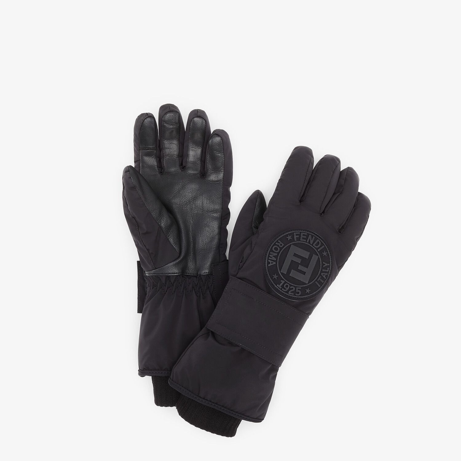 Ski gloves in black tech nylon - 1