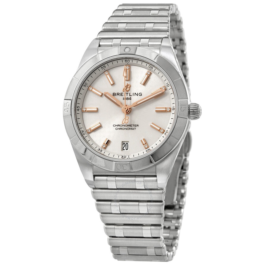Pre-owned Breitling Chronomat Automatic Diamond White Dial Ladies Watch a10380101a2a1 - 1