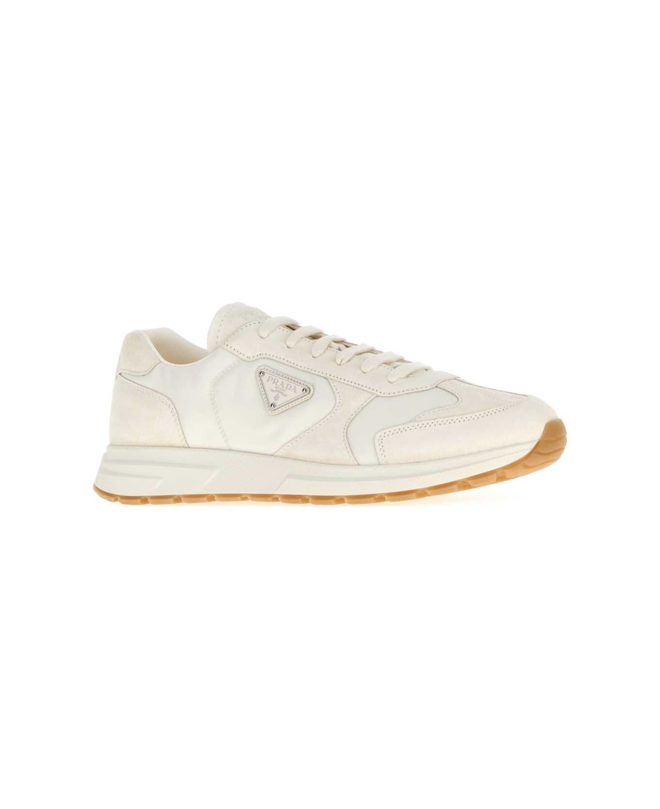 White Re-nylon And Suede Sneakers - 2