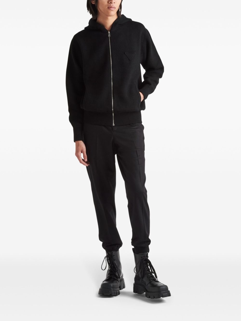 cashmere knitted zip-up hoodie - 2