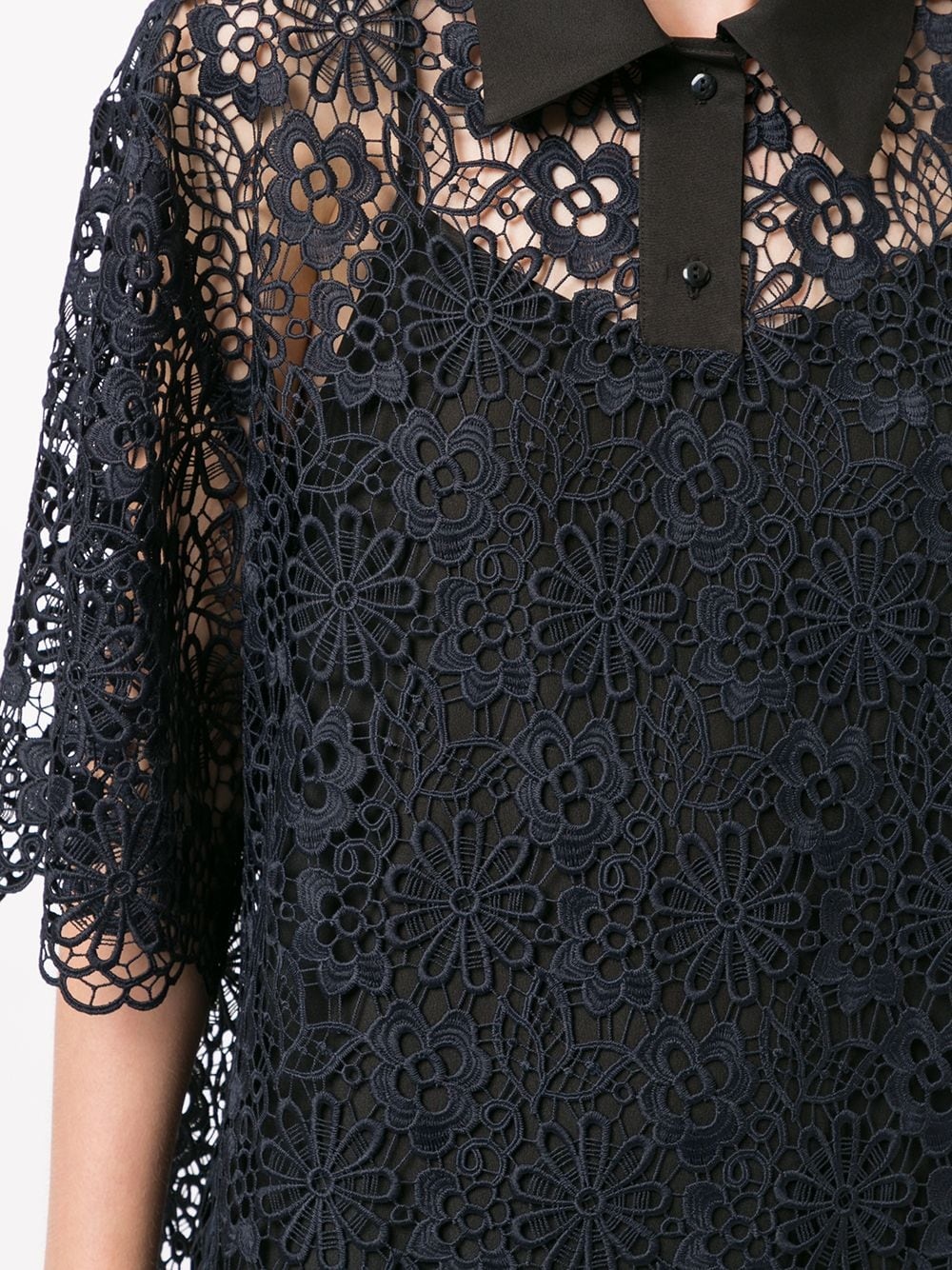 lace embroidered shirt dress - 5