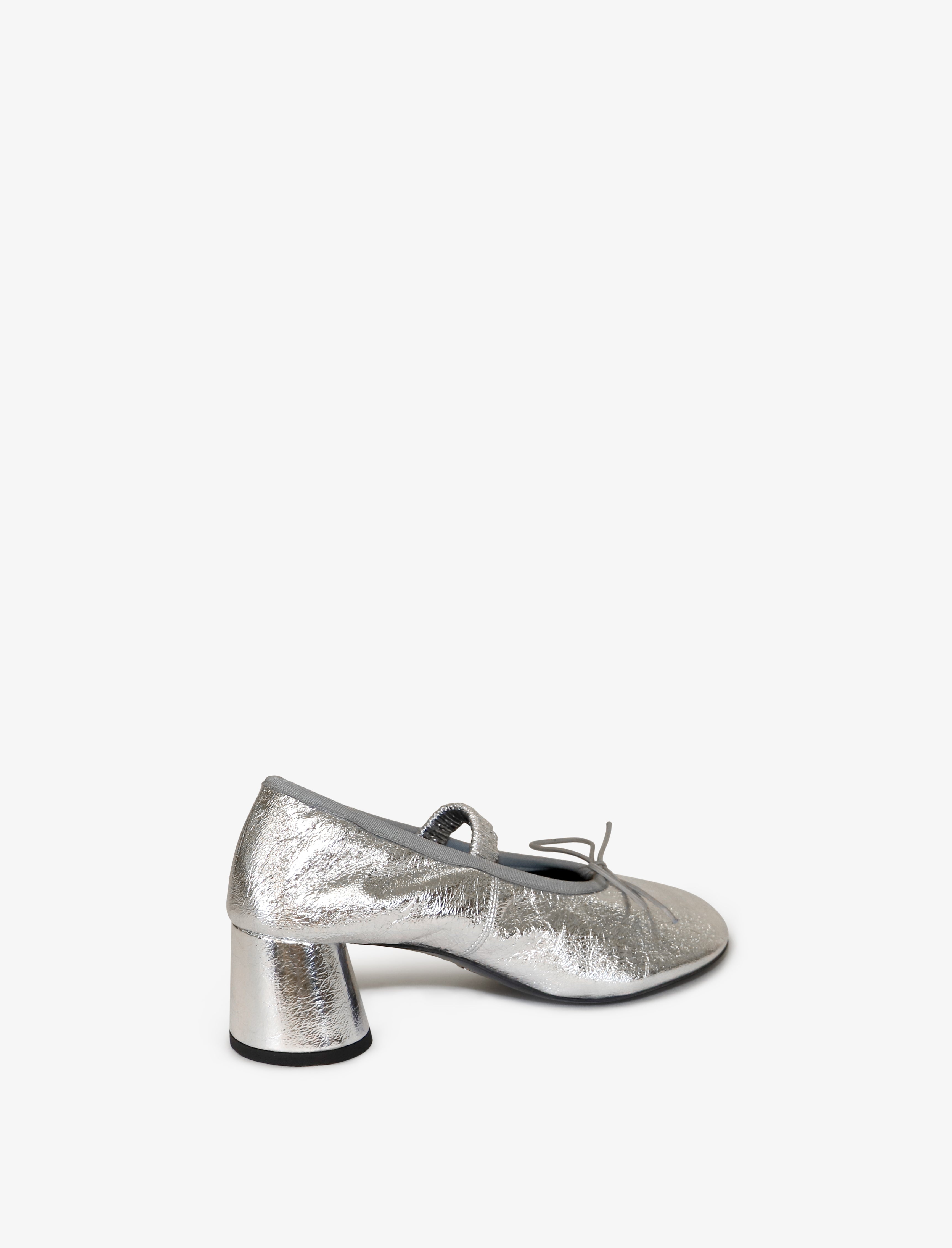 Glove Mary Jane Ballet Pumps in Crinkled Metallic - 3