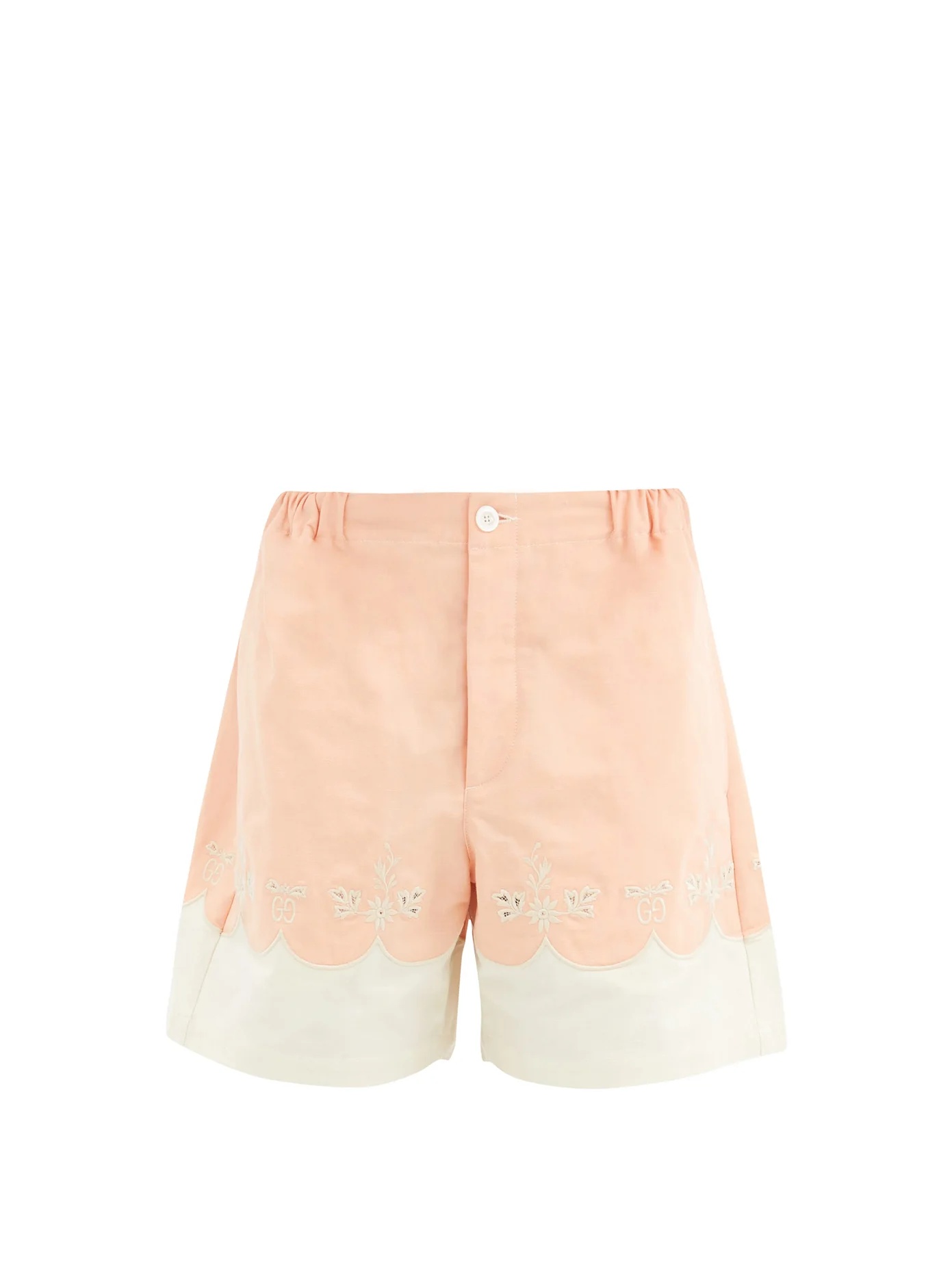 Scalloped cotton-poplin shorts - 1