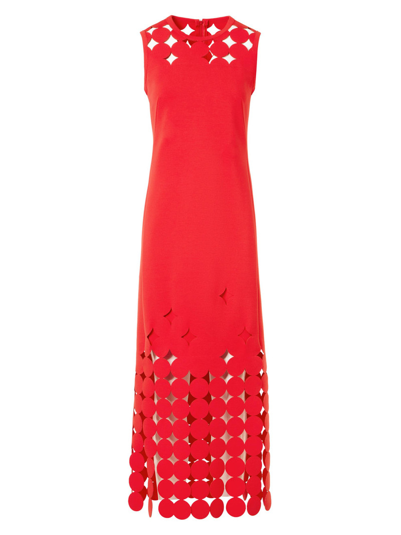 Women's Dot Cut-Out Jersey Midi-Dress - Bright Red 1