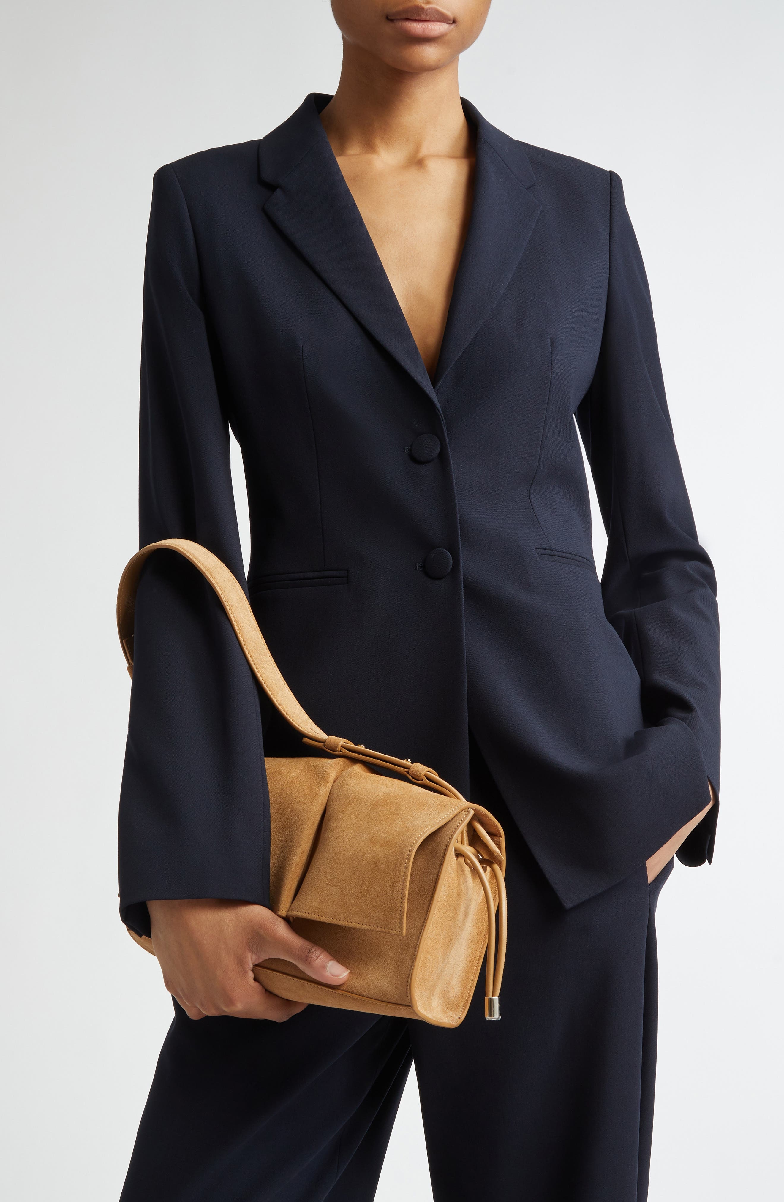 Christian Louboutin Small Baggy Suede Shoulder Bag in Lionne at Nordstrom - 2