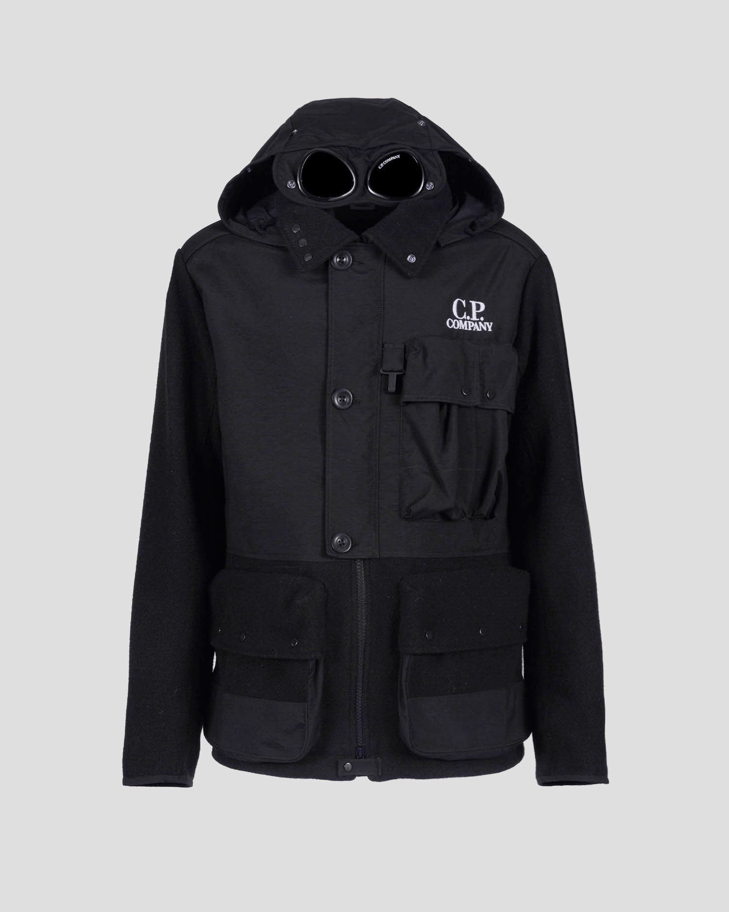 C.P. Company Shell-R Goggle-detail hooded jacket - Black