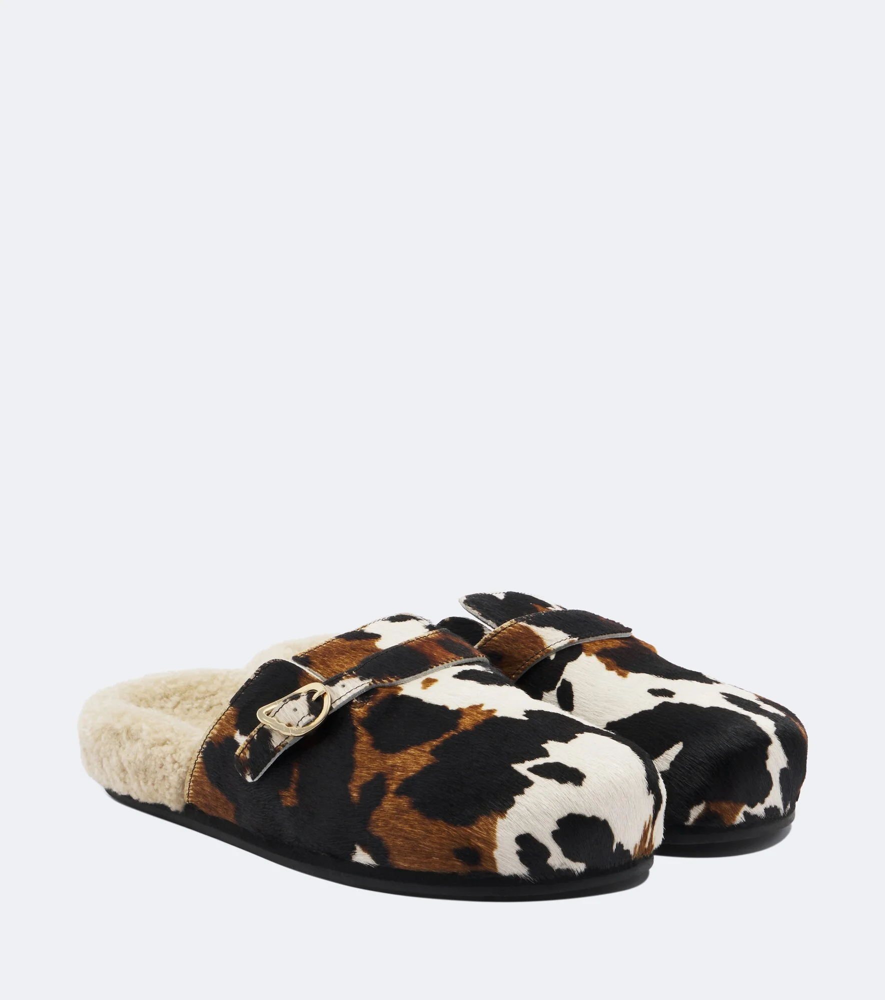 Vasilitsa shearling-trimmed calf hair clogs - 1