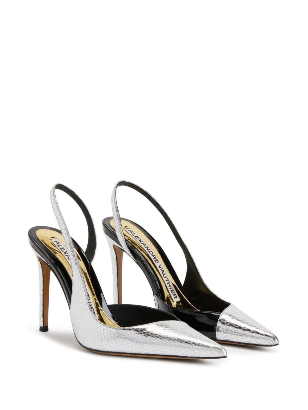 snakeskin-effect 105mm leather pumps - 2