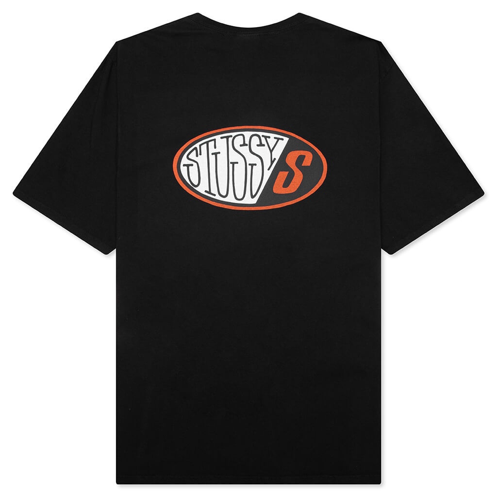 【STUSSY SP25'】Stussy Pitstop Pig. Dyed Tee Stüssy PITSTOP PIGMENT DYED TEE - BLACK | REVERSIBLE