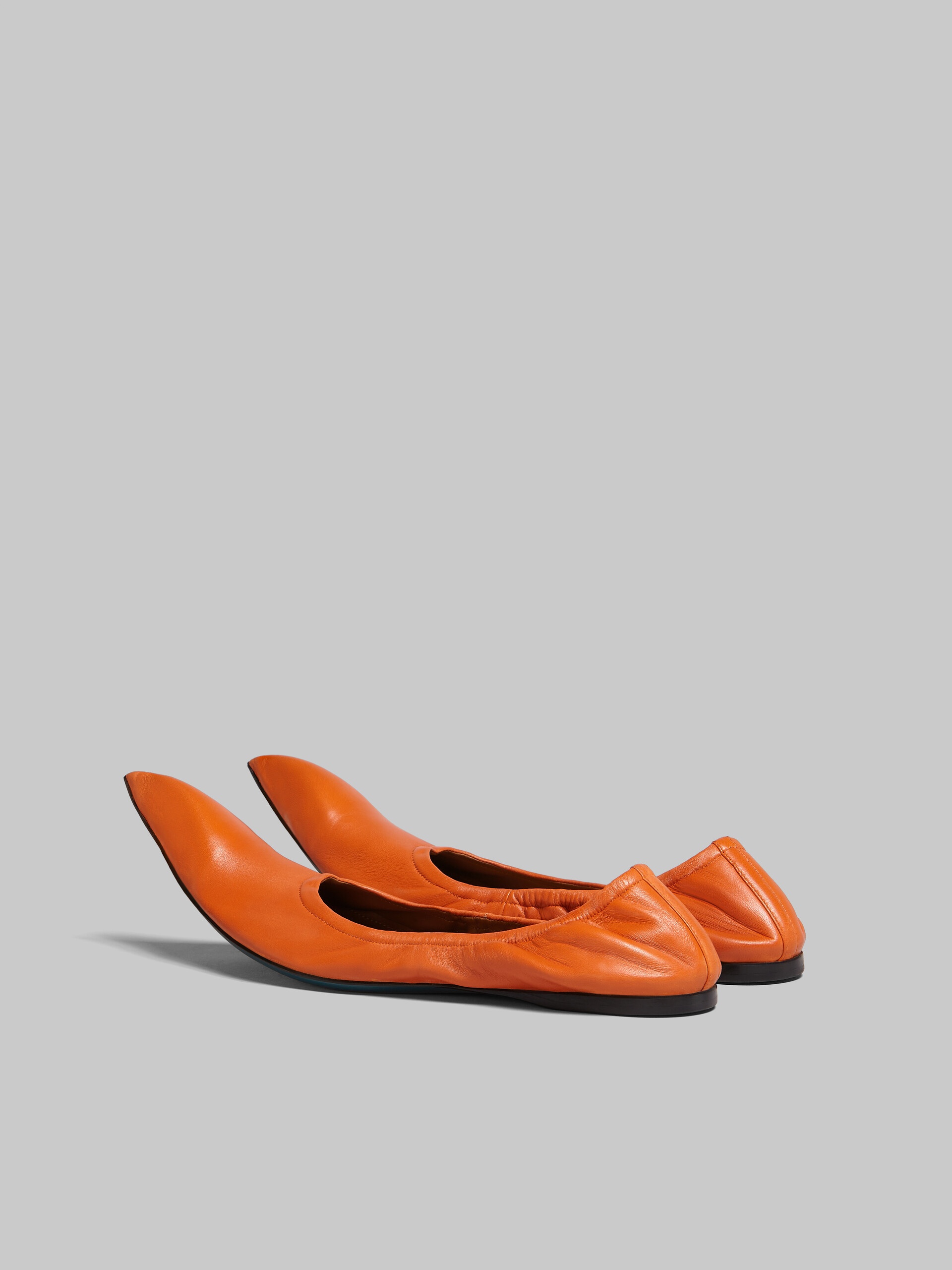 ORANGE NAPPA POINTED-TOE BALLET FLATS - 3