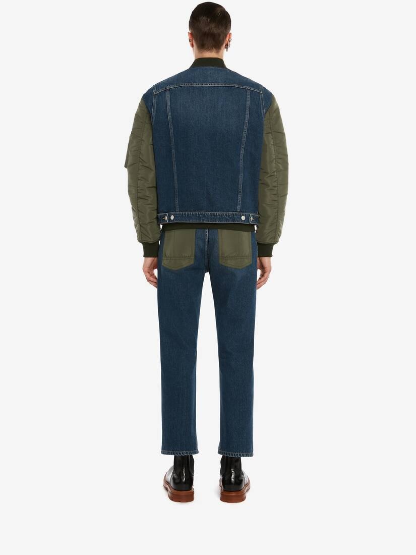 Men's Hybrid Denim Bomber Jacket in Indigo - 4