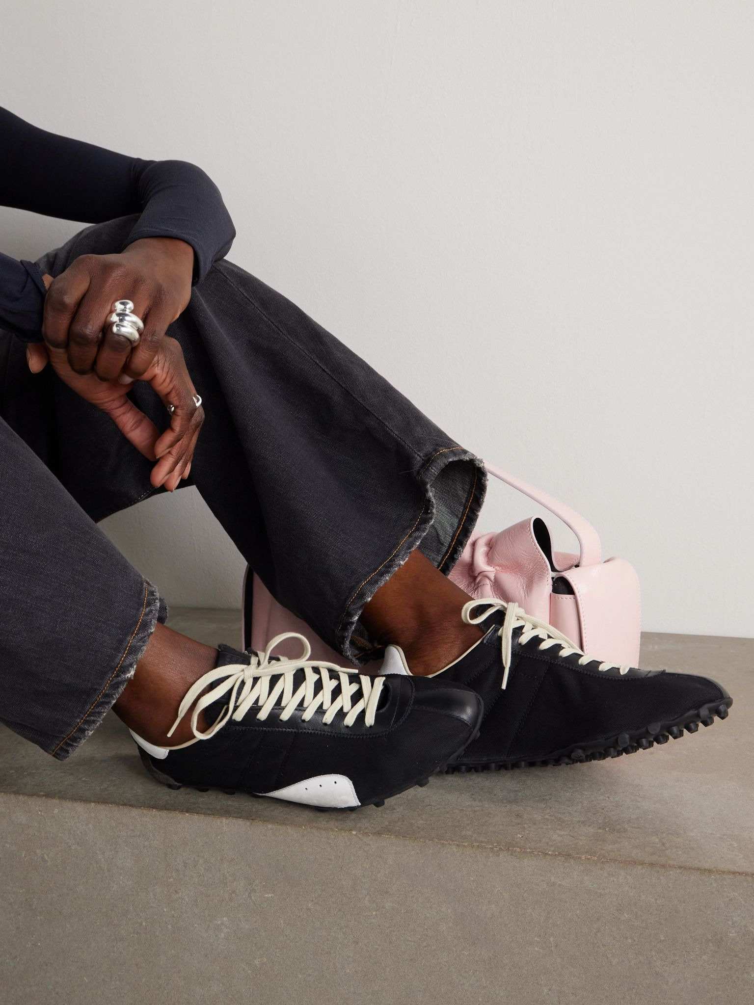 Sprinter leather and suede-trimmed twill sneakers Black - 2