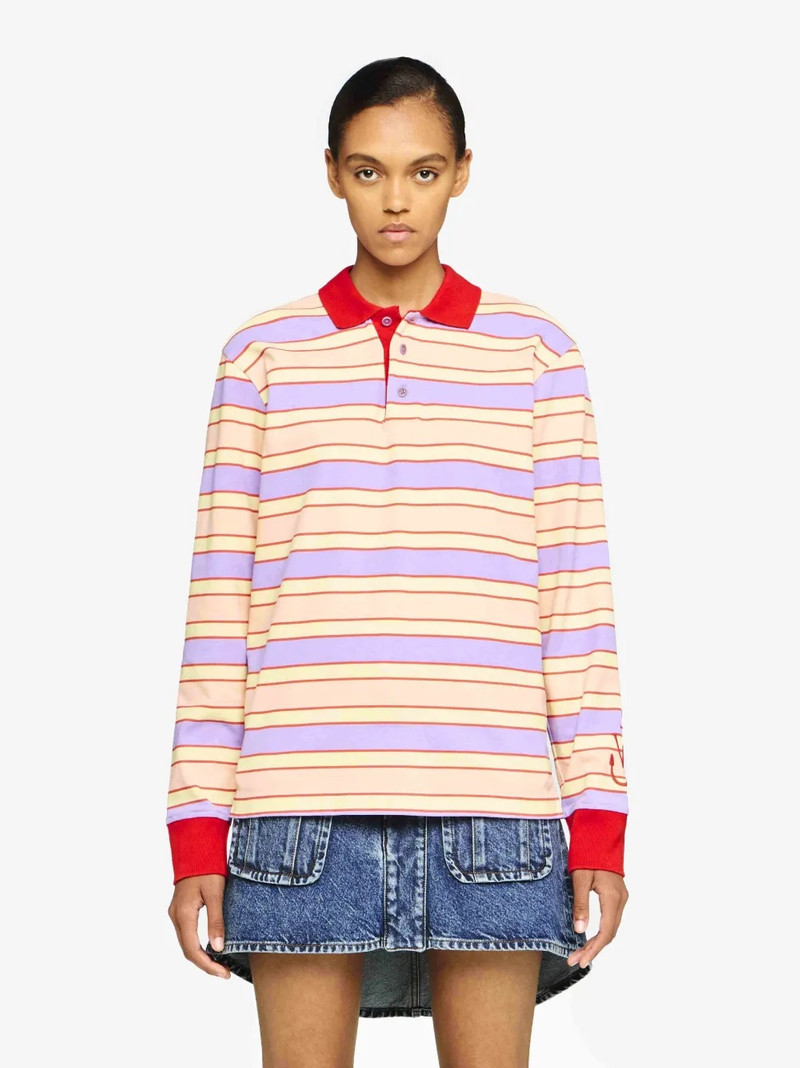 JW Anderson CONTRAST TRIM STRIPED POLO TOP outlook