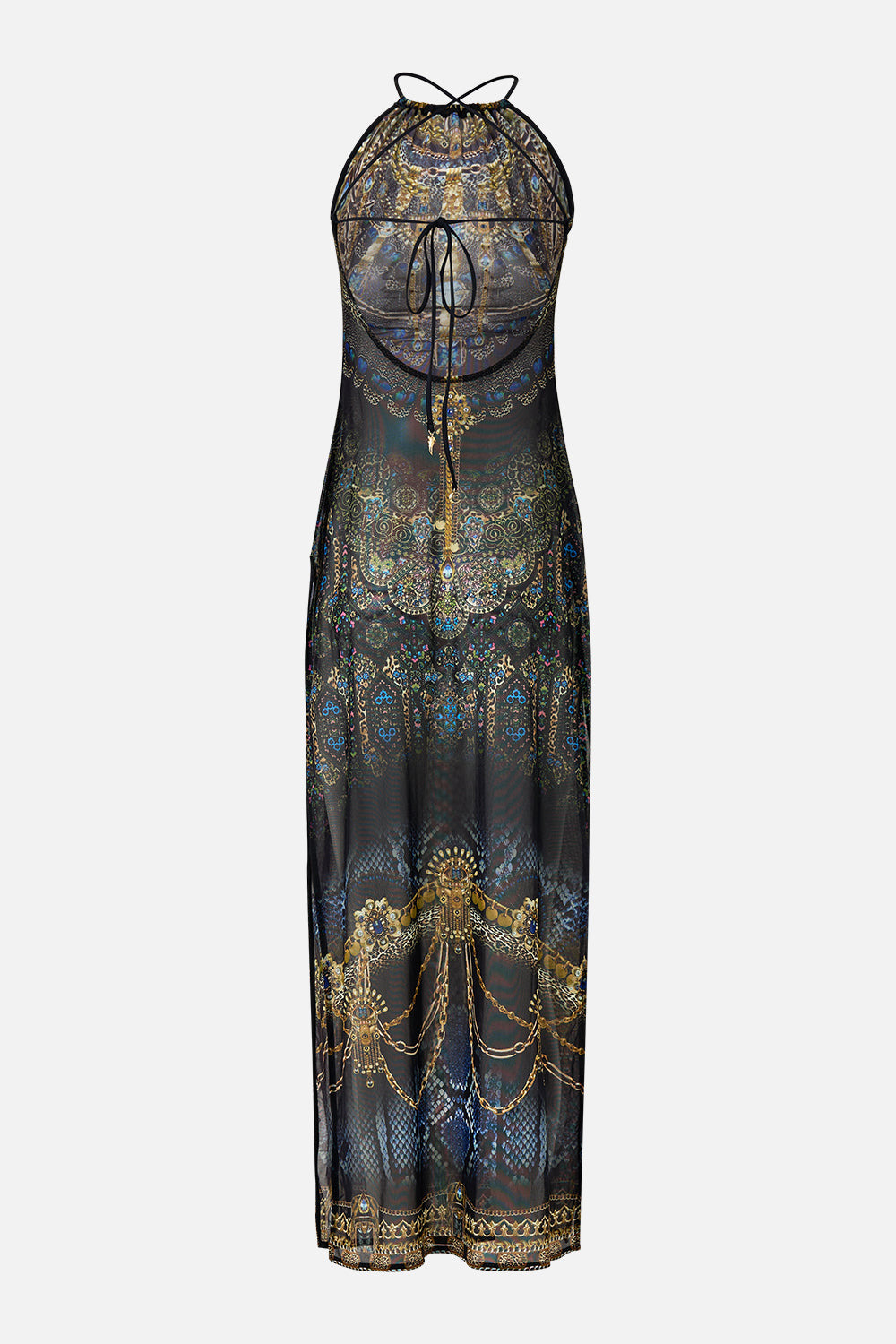 HIGH NECK BEACH MAXI DRESS WITH TIE BACK - 8