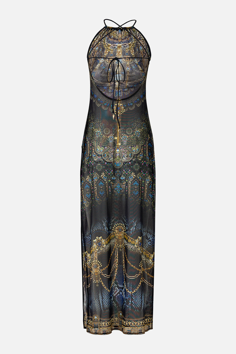 HIGH NECK BEACH MAXI DRESS WITH TIE BACK 8