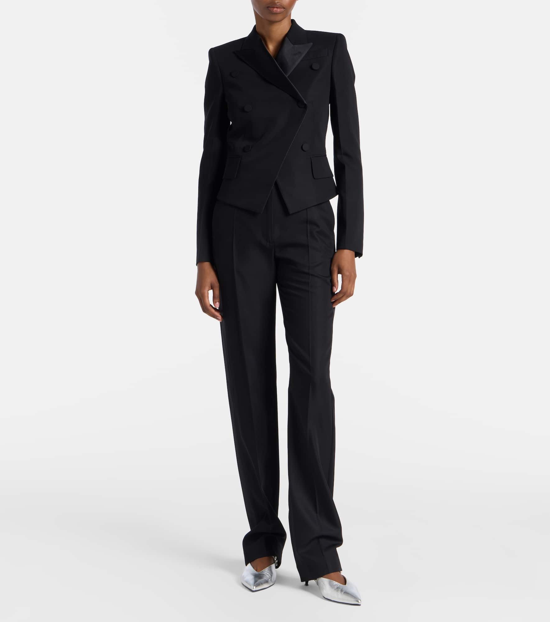 Double-breasted wool-blend blazer - 2