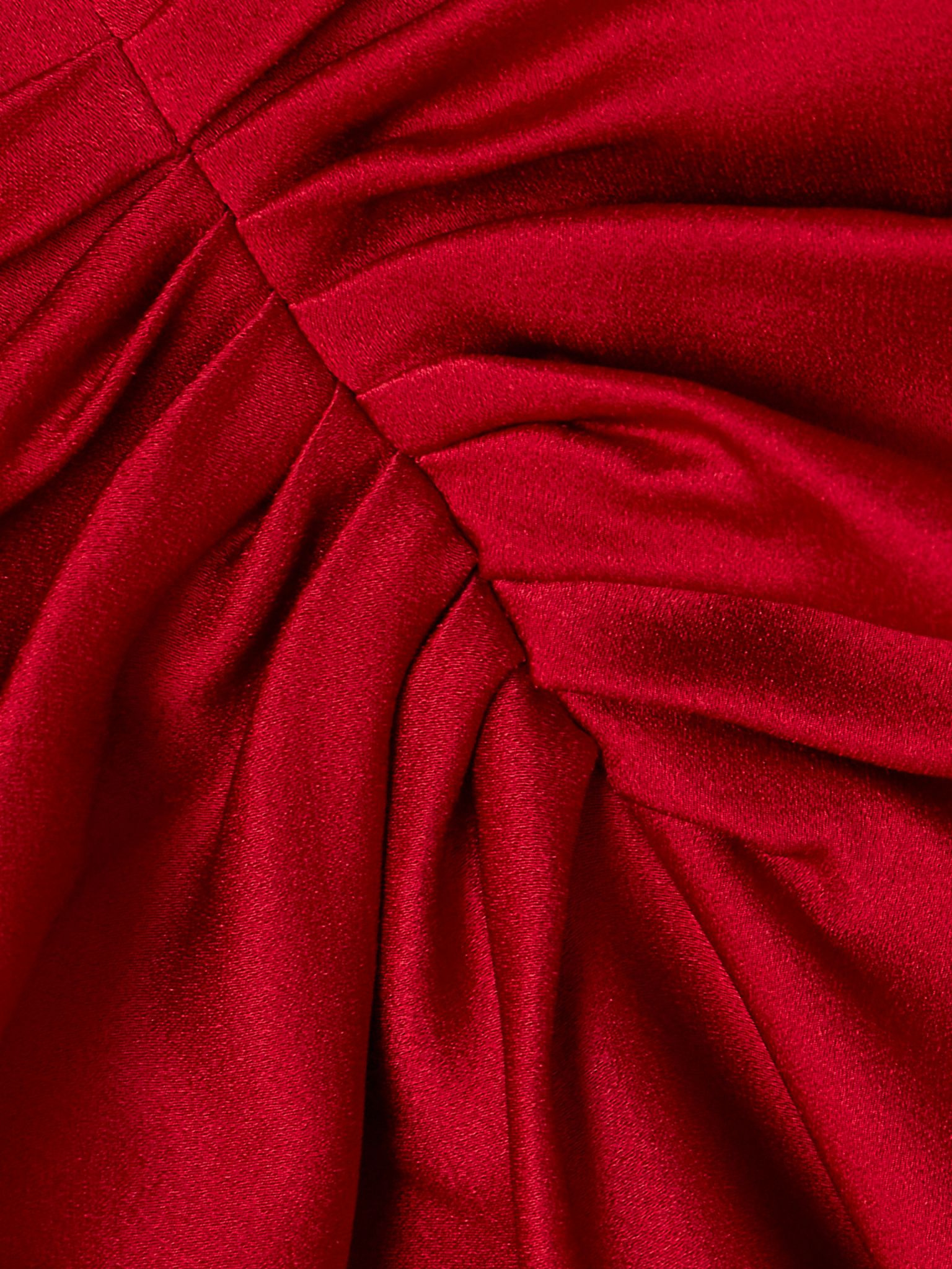 Gathered satin midi dress Red - 4