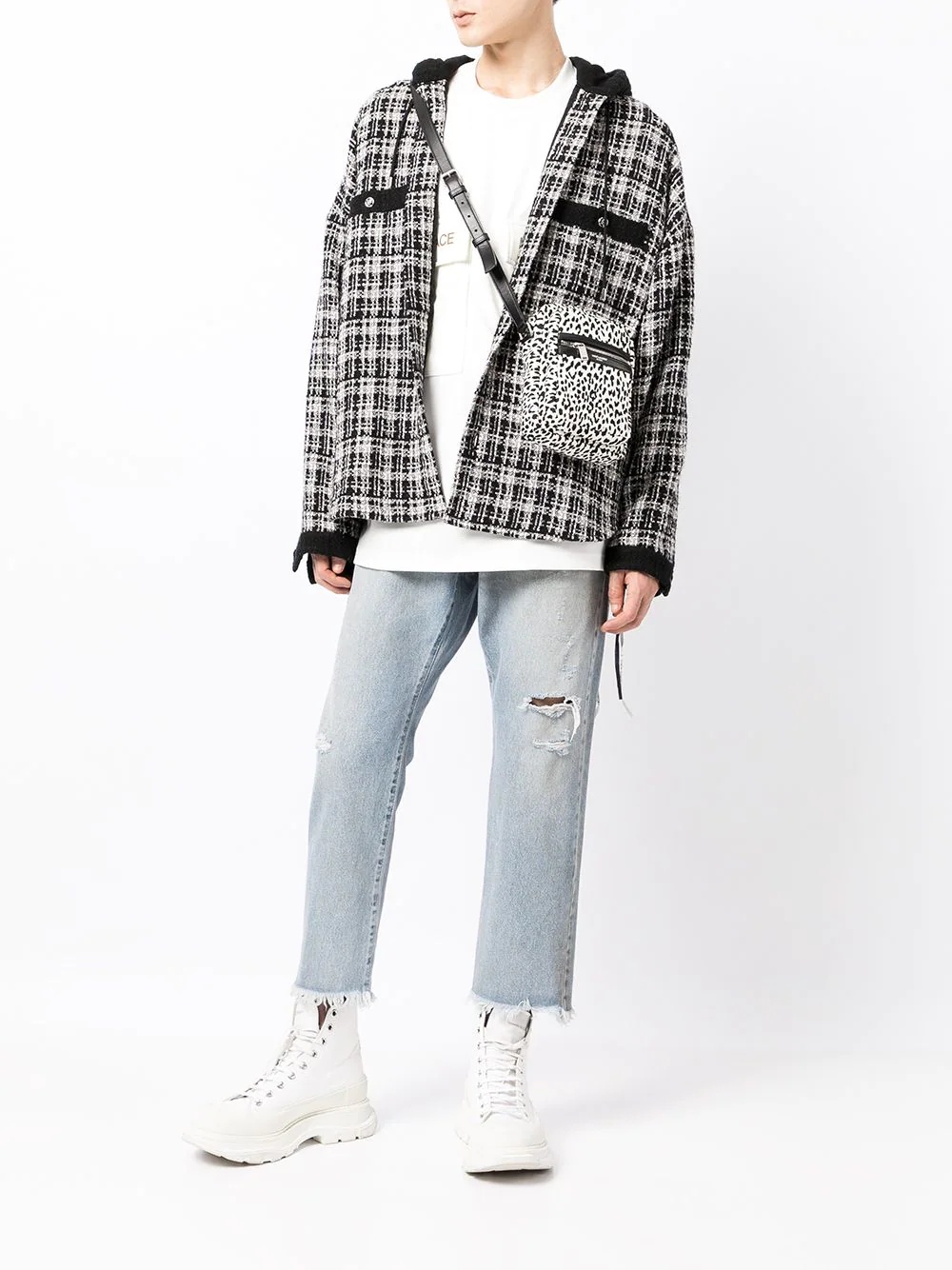 checked cotton hooded jacket - 2