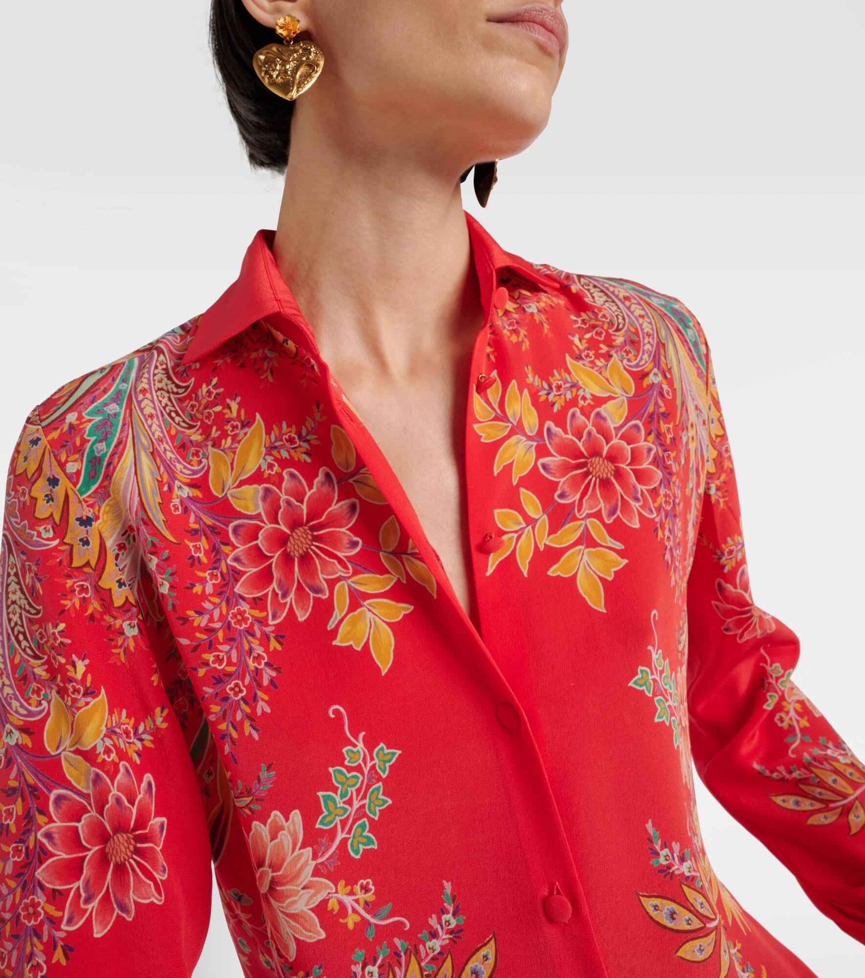 Floral silk crêpe de chine shirt - 4