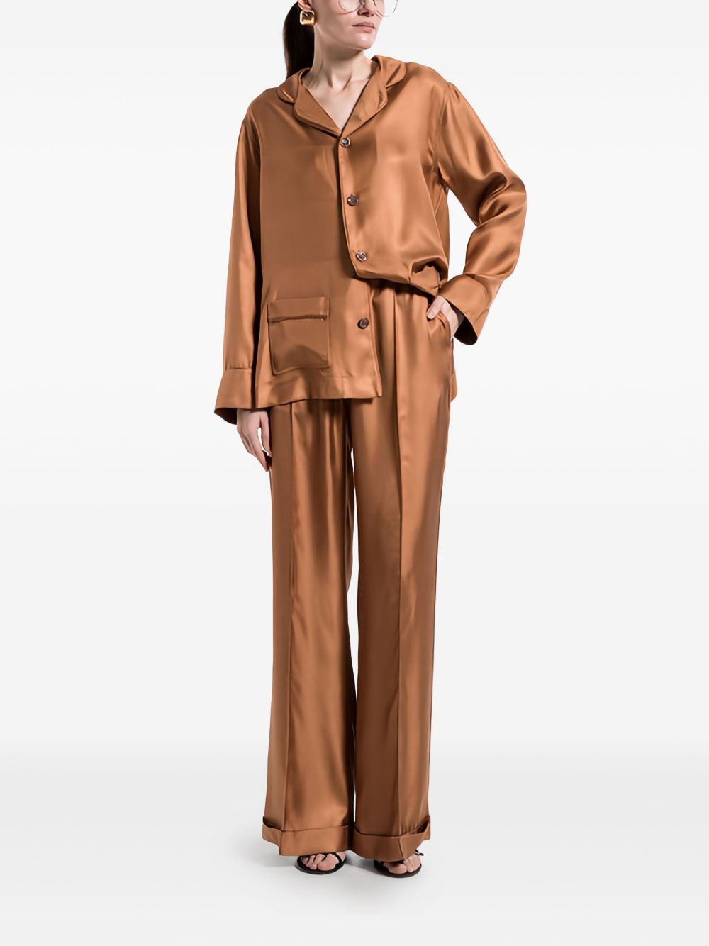drawstring silk trousers - 2