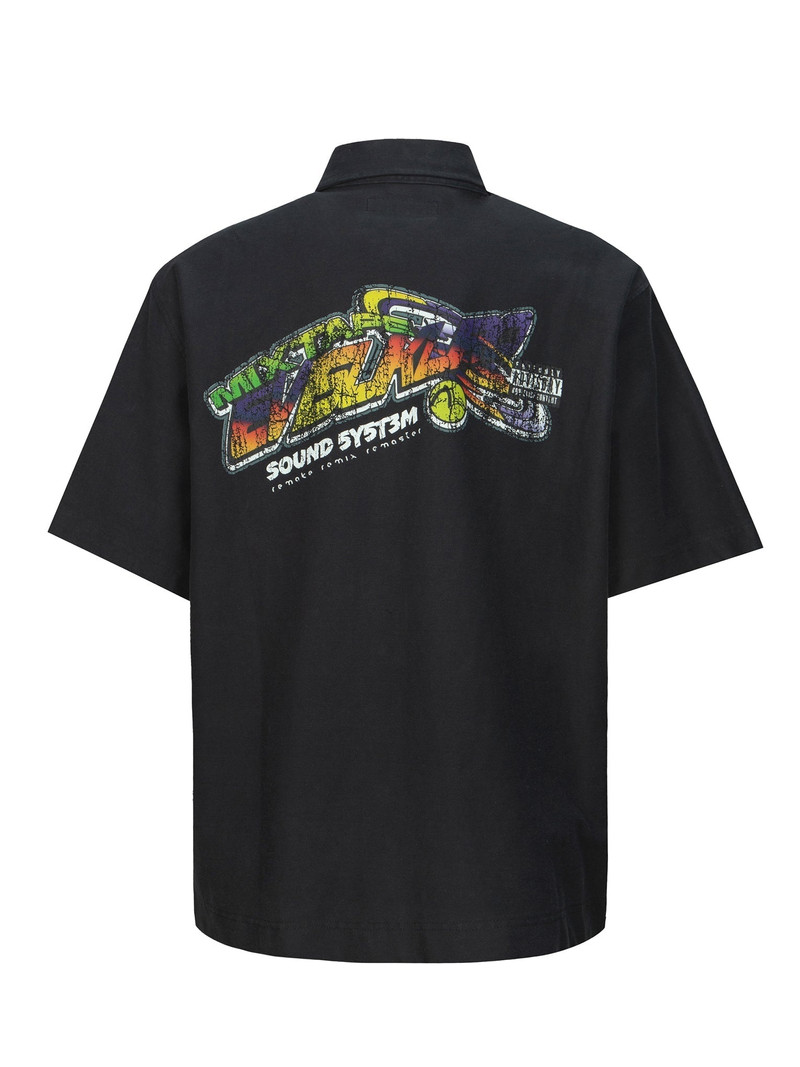 3D Badge and Digital Print Oversized Short-Sleeve Shirt 11