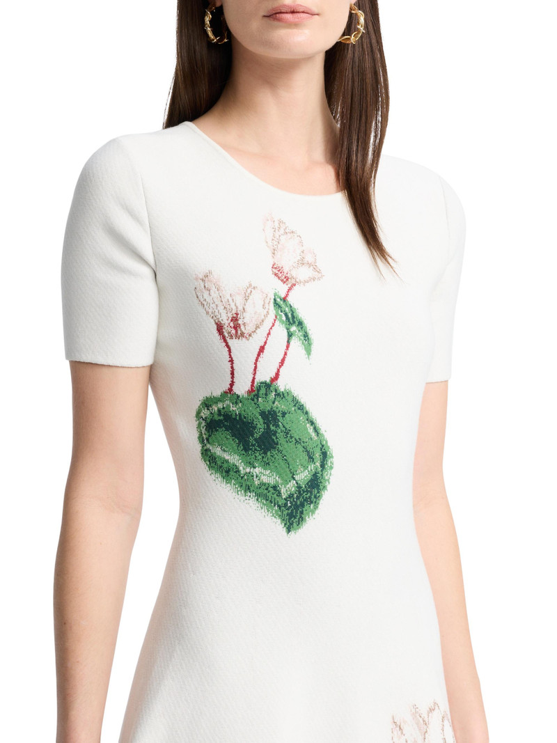 Women's Cyclamen Short-Sleeve Fit & Flare Dress - Ivory 6