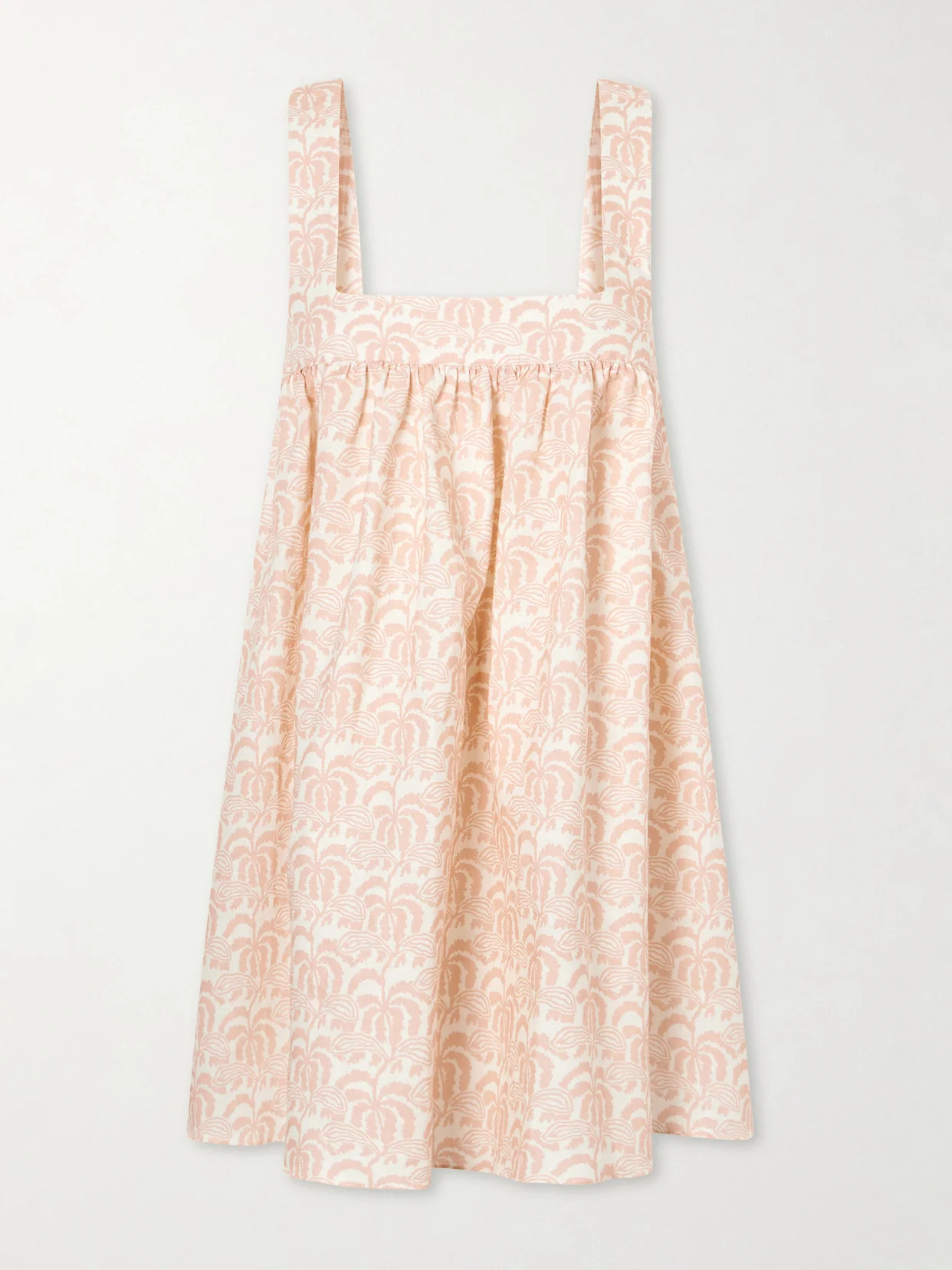 Babydoll Printed Linen And Cotton-blend Mini Dress - 1
