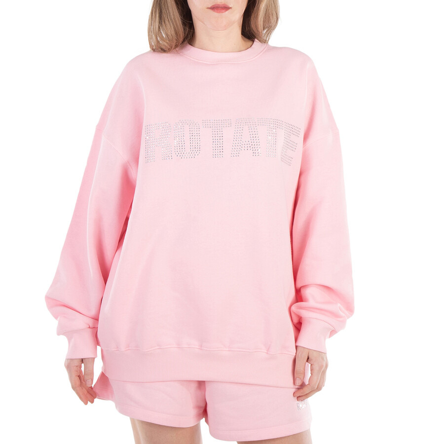 Rotate Ladies Almond Blossom Crystal Embellished Sweatshirt - 1