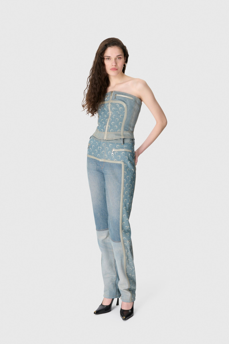 Marine Serre Regenerated Denim Bustier Top outlook