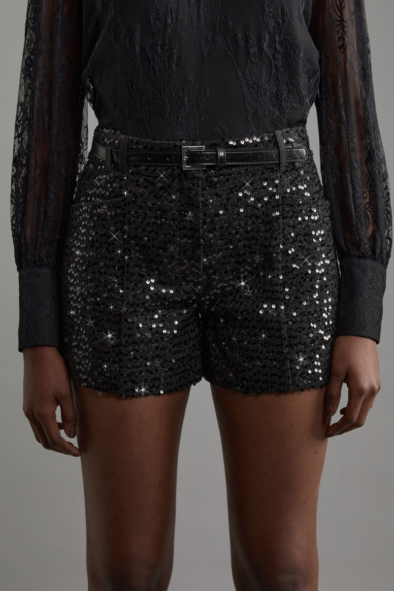 Sequin Tweed Tailored Shorts 5