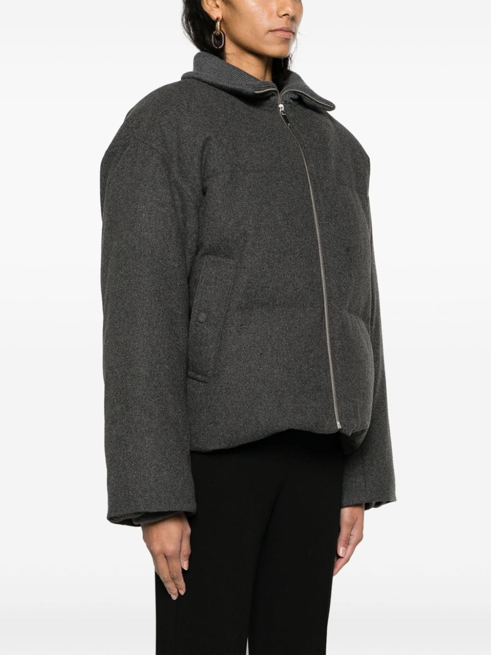 felted zip-up padded jacket - 3