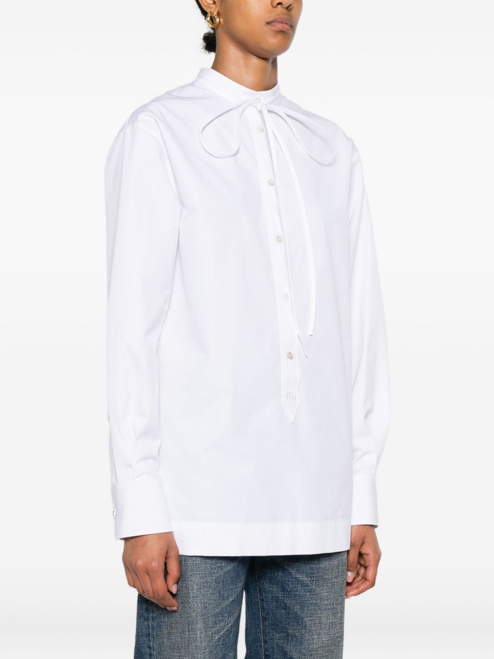 neck-tie long-sleeve top - 3