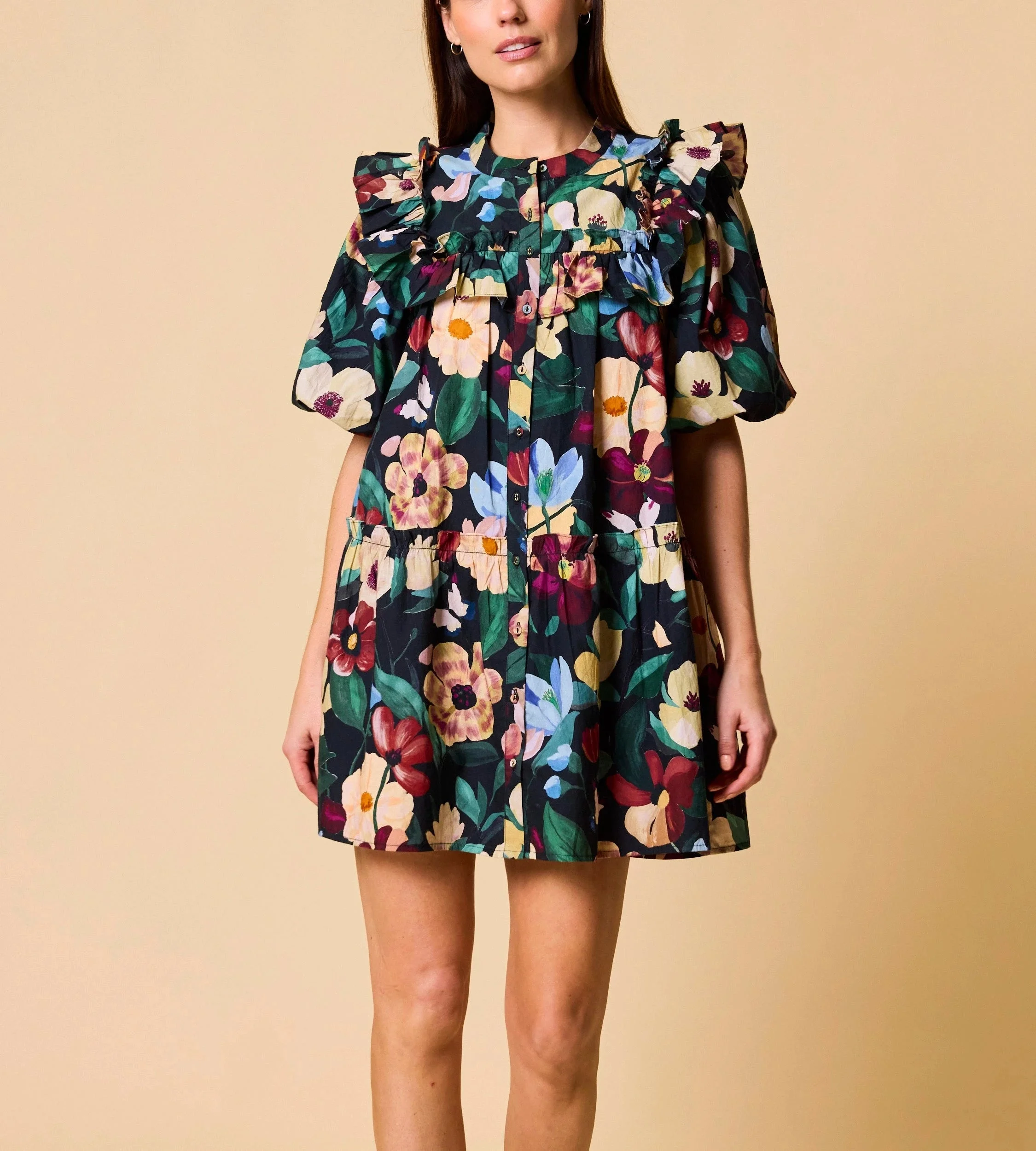 TATIANA MINI DRESS | BLACK ANDALUSIA - 1