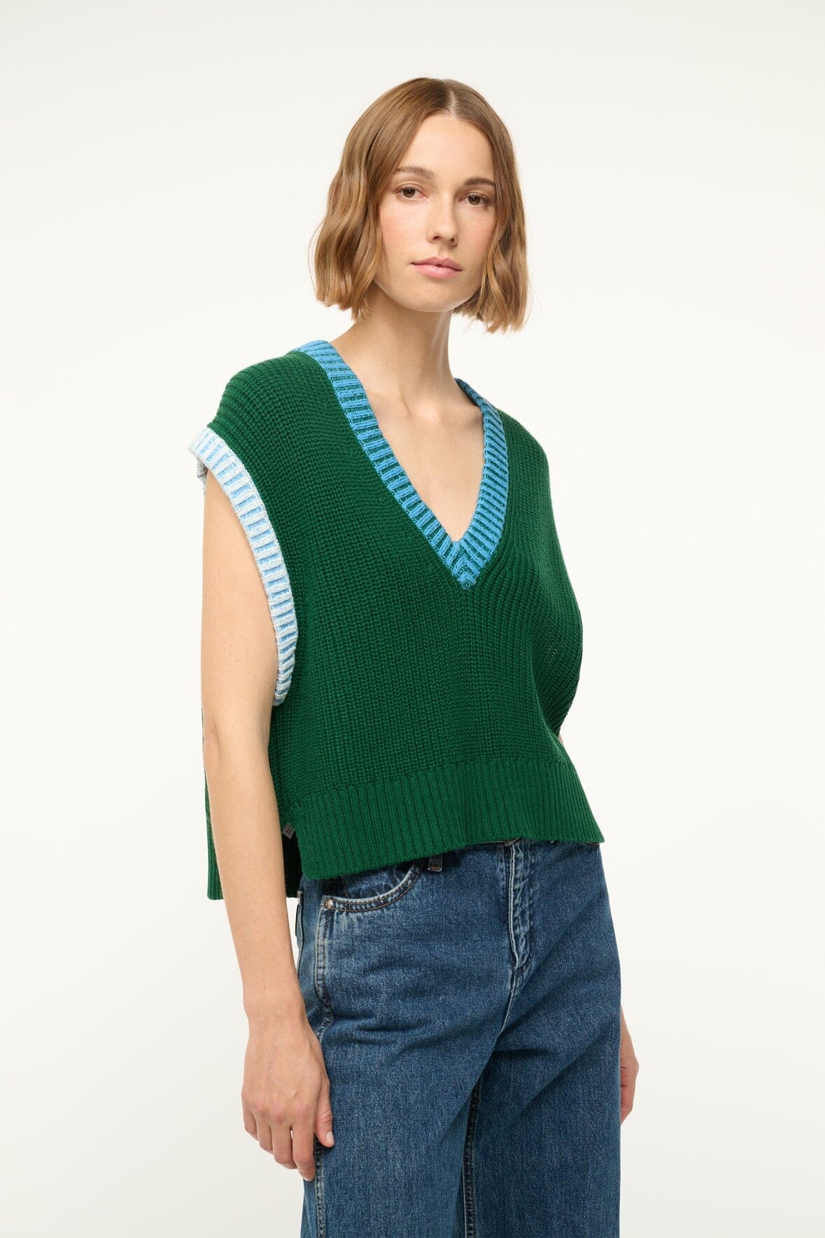 STAUD AMERICANA SWEATER JUNGLE SKY IVORY - 5