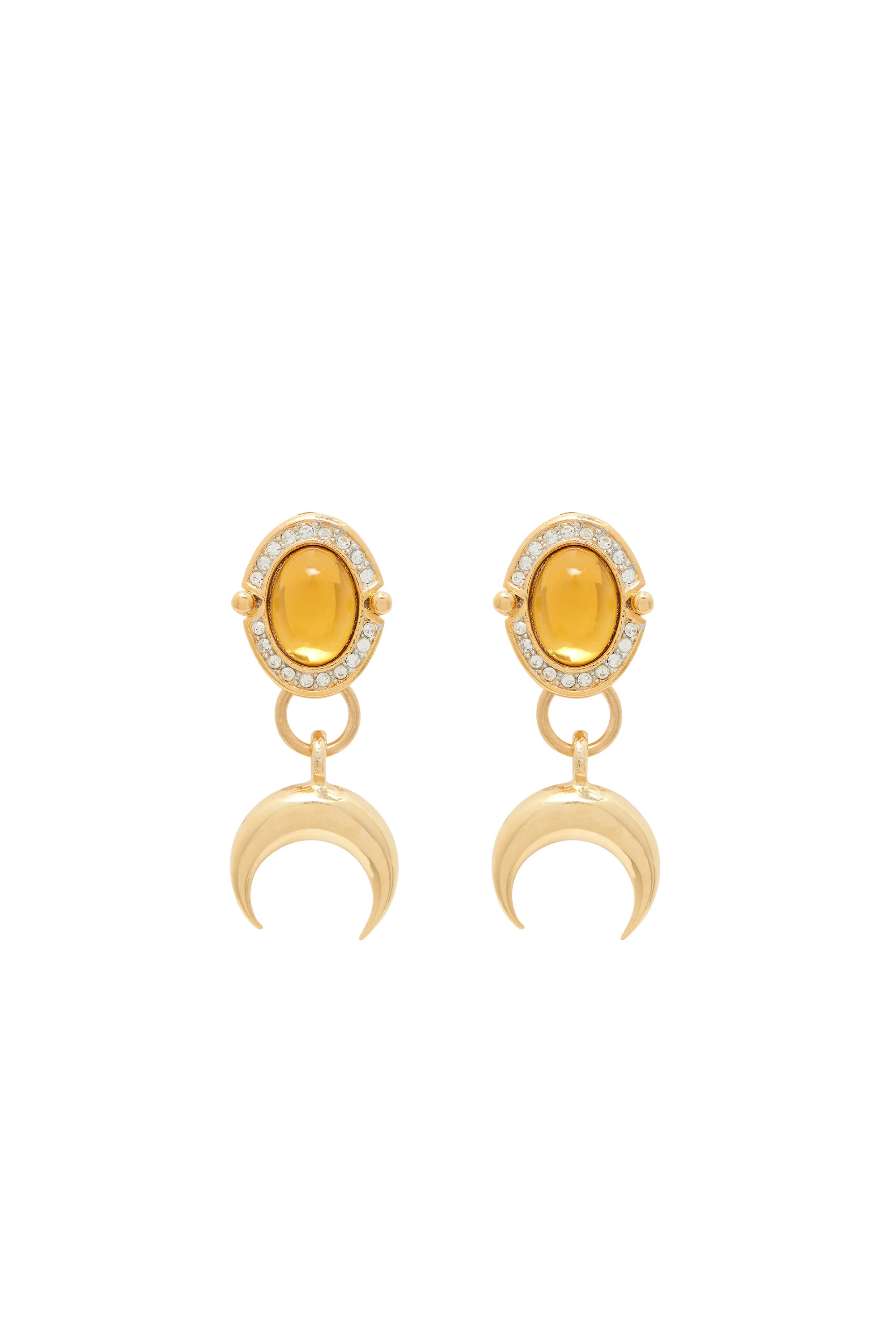 ORANGE CRYSTALS & MOON EARRINGS - 1