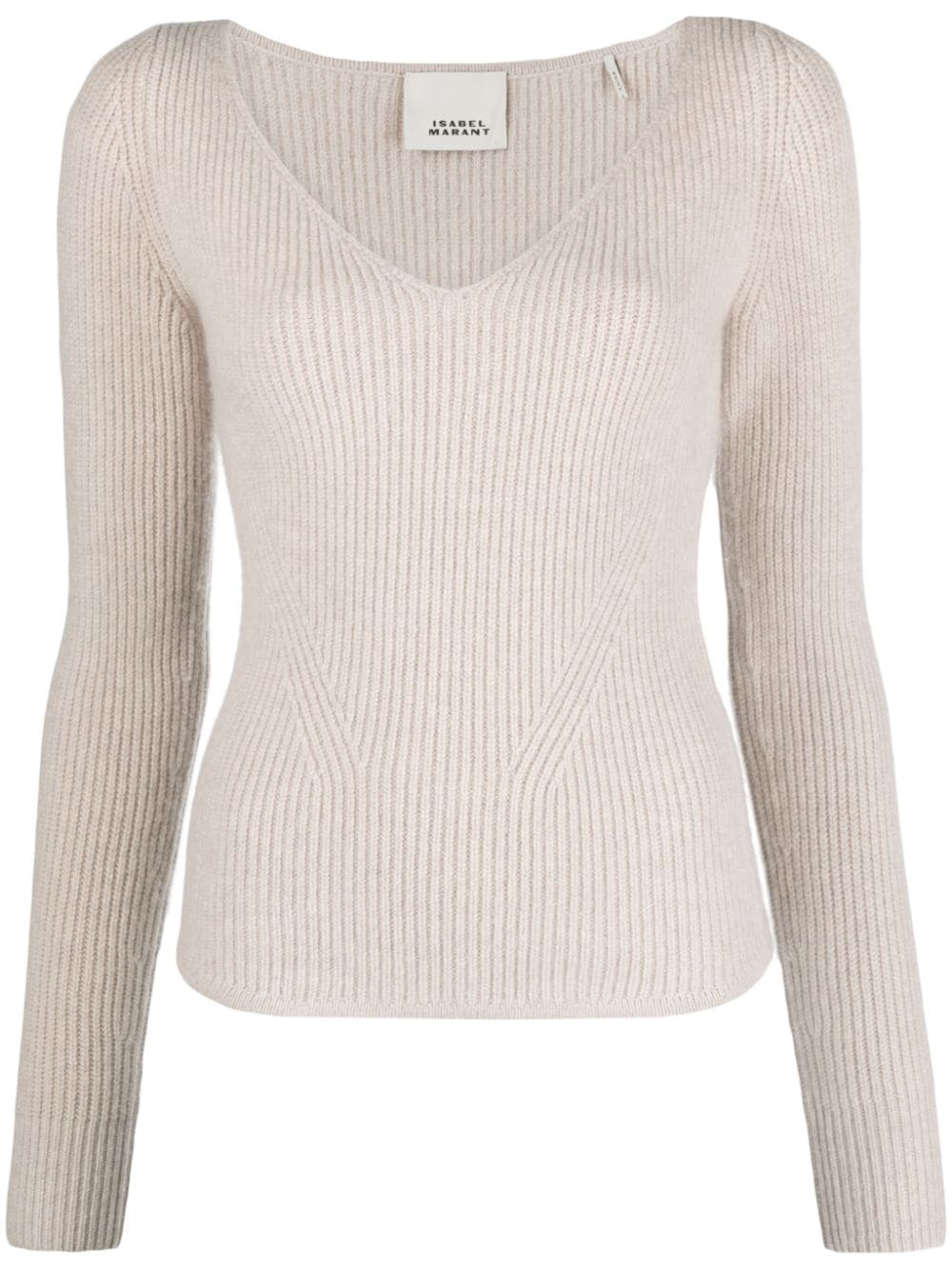 Bricelia ribbed V-neck jumper - 1