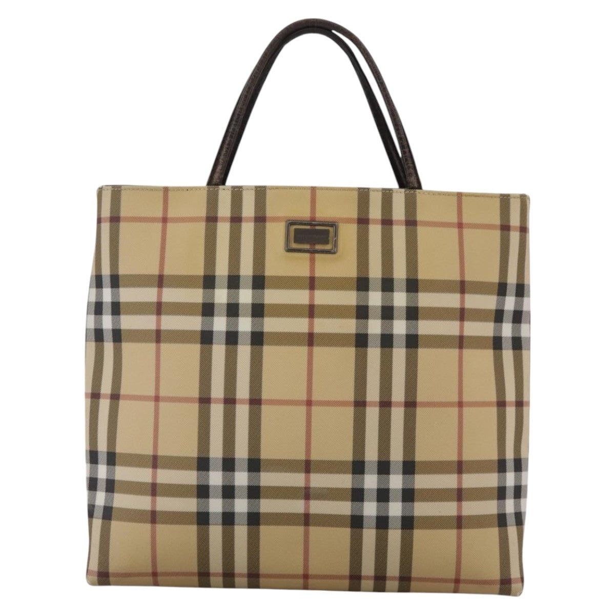 Burberry Nova Check Hand Bag Pvc Beige Brown - 13