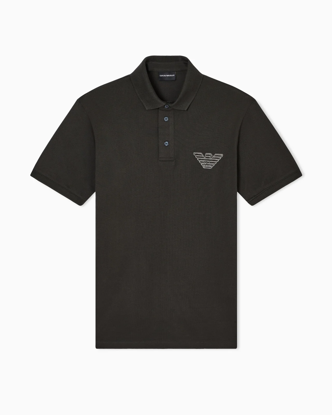 PIQUÉ JERSEY POLO SHIRT WITH EAGLE PATCH - 1