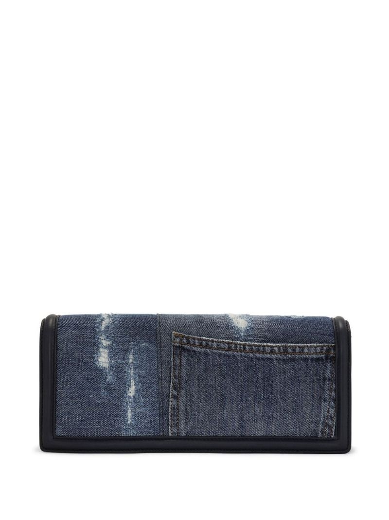 logo-plaque denim shoulder bag - 3