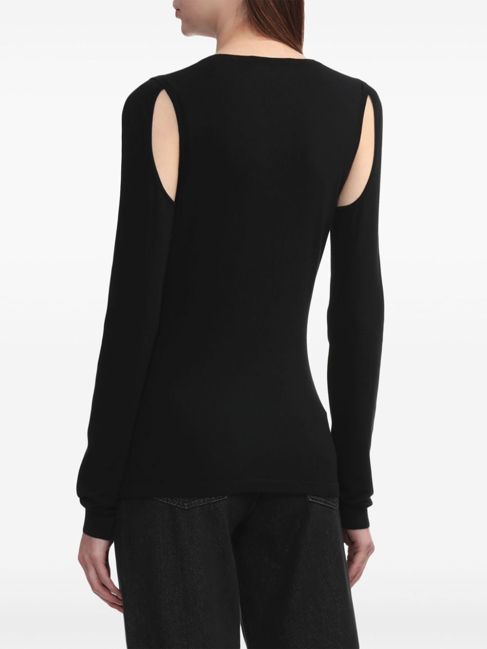 cut-out fine-knit jumper - 4