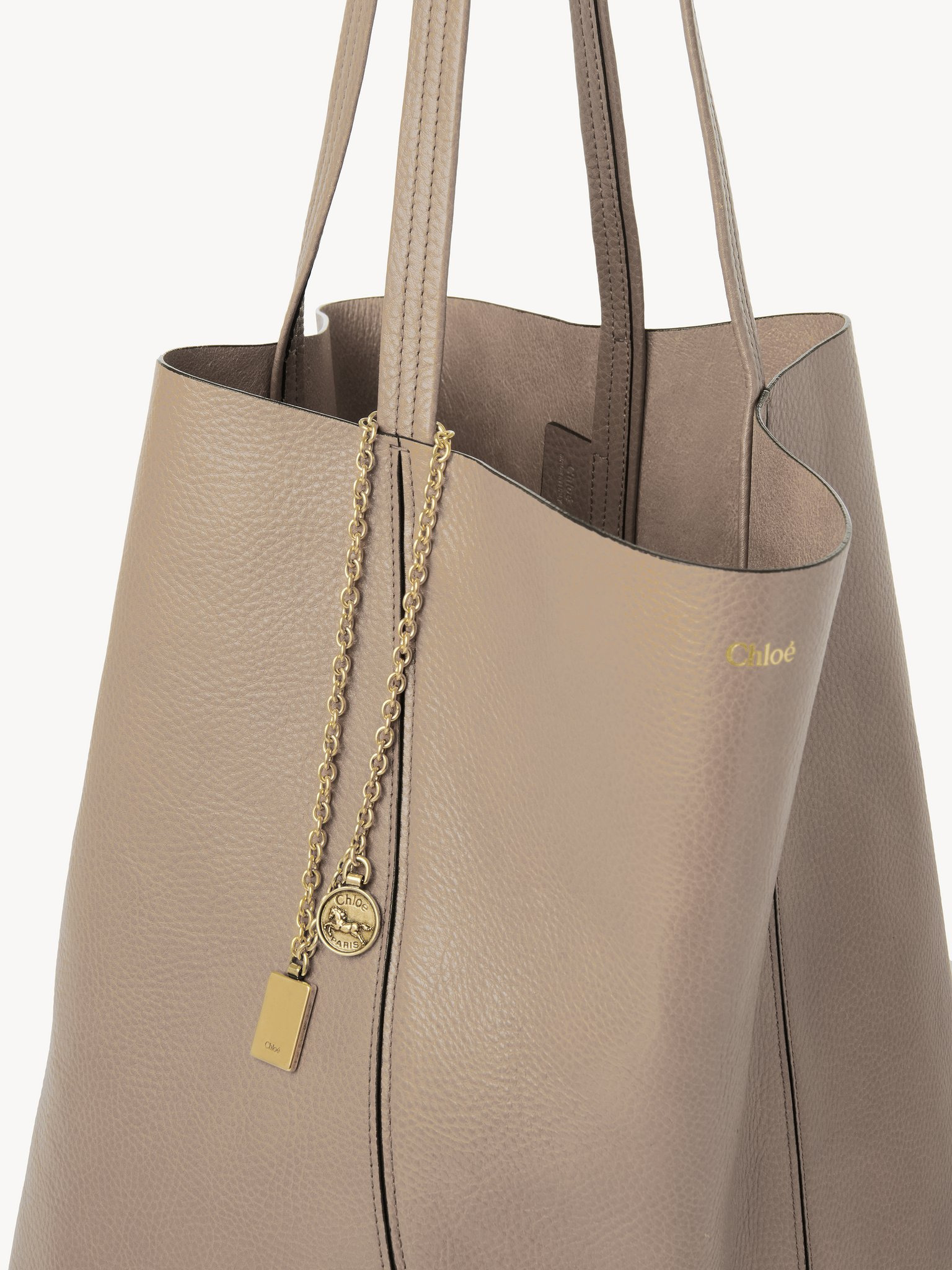 LARGE CHLOÉ SPIN TOTE BAG IN GRAINED LEATHER - 6
