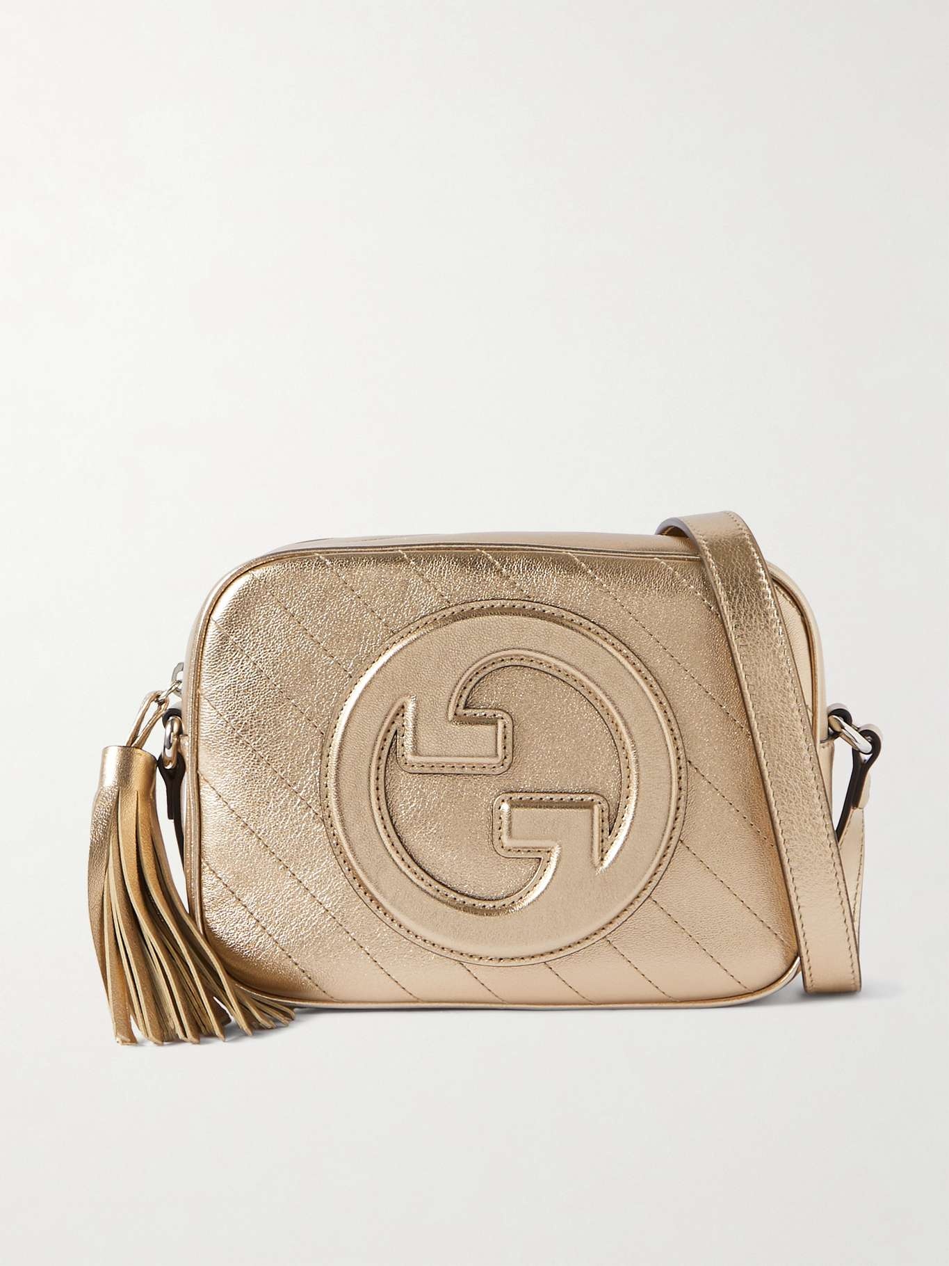 Blondie tasseled metallic leather shoulder bag - 1