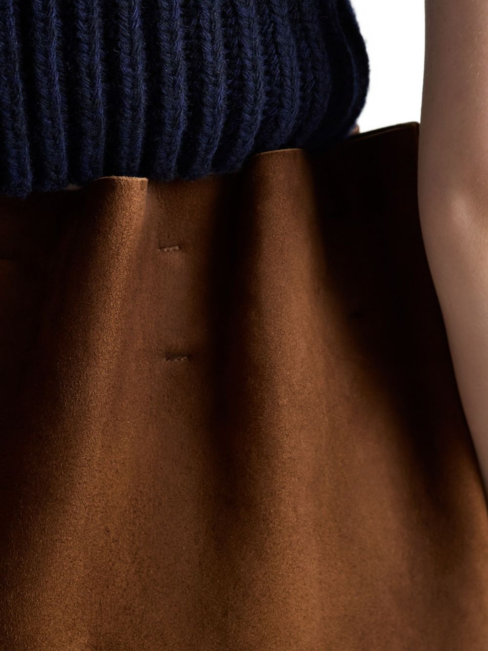 elasticated-waistband suede mini skirt - 5